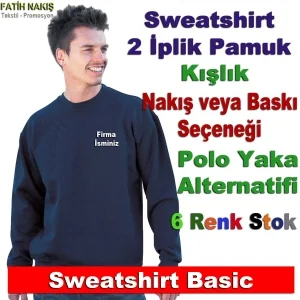 Logo Nakışlı sweatshirt Sweatshirt firma logo nakış