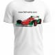 White T-shirt displaying a colorful racing car graphic with the URL www.fatihnakis.com above it.