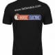 Back view of a black polo shirt featuring a white website URL www.fatihnakis.com across the shoulders and a Horoz Electric logo decal below the text.