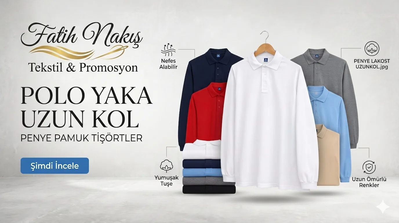 Bisiklet Yaka İş Tişörtü, Uzun Kol Firma Logo Nakış ve Baskı seçeneği
