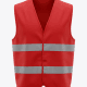 Red high-visibility safety vest with two horizontal reflective bands across the midsection, front view.