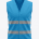 Blue high-visibility safety vest with two horizontal reflective bands around the waist, front view on a plain background