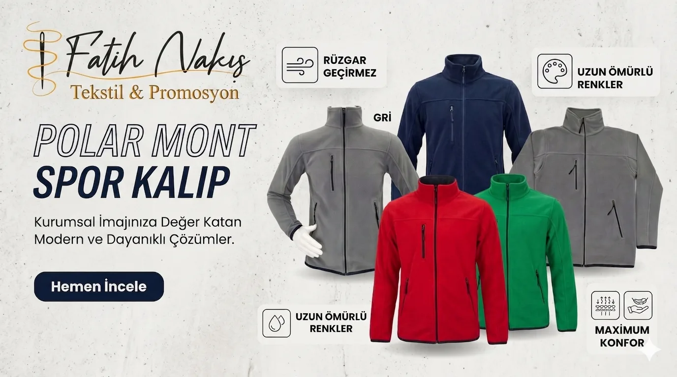 çok cepli polar ceket, logonuzu nakış işleme ile imalat