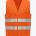 Front view of a bright orange high‑visibility safety vest with two reflective gray bands around the torso.