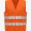 Front view of a bright orange high‑visibility safety vest with two reflective gray bands around the torso.