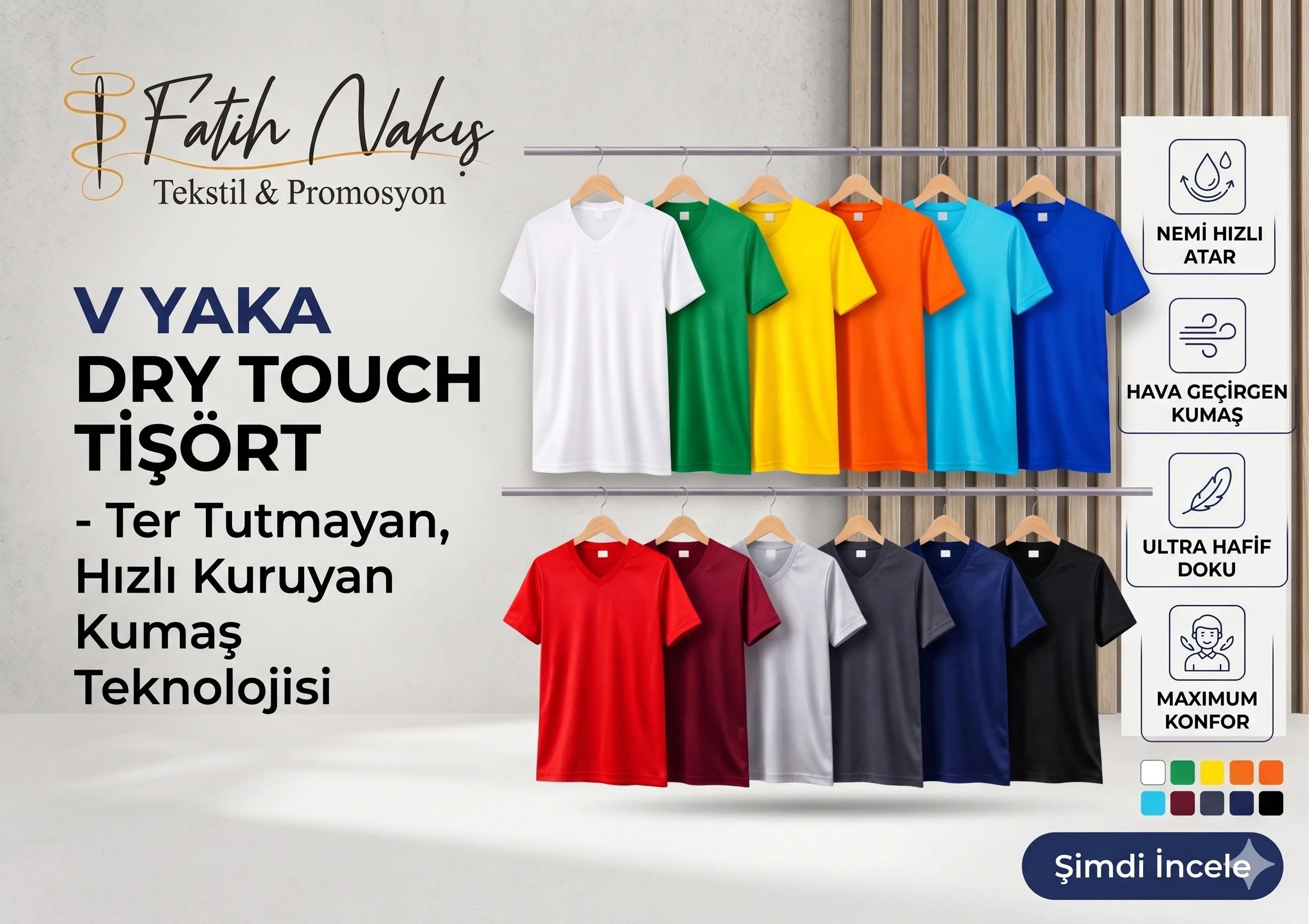 V yaka dry touch iş tişörtü